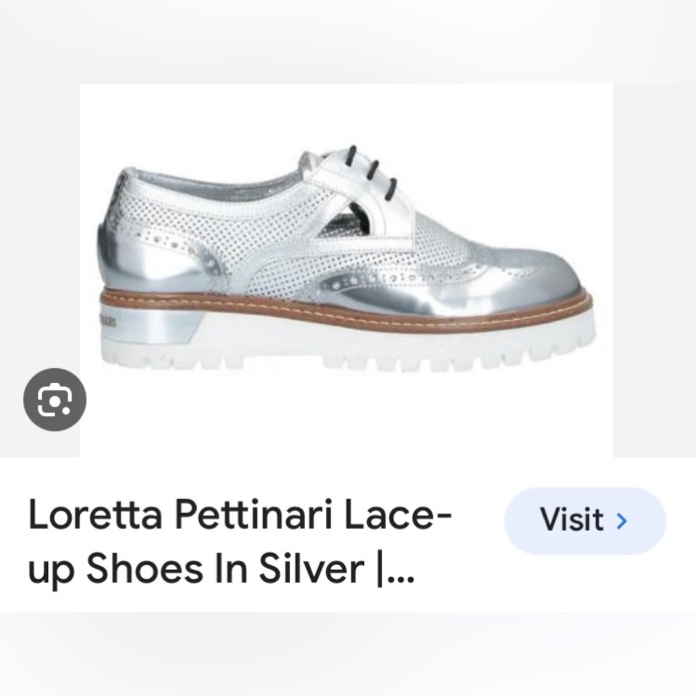 LORETTA  PETTINARI  SILVER LACE UP SHOES